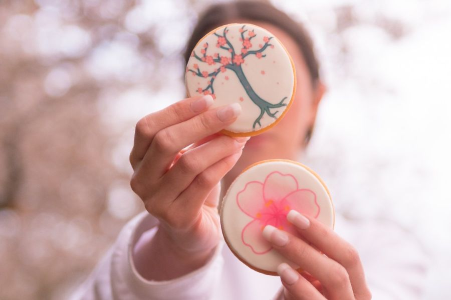 Cherry blossom cookies at Dog Tag Bakery