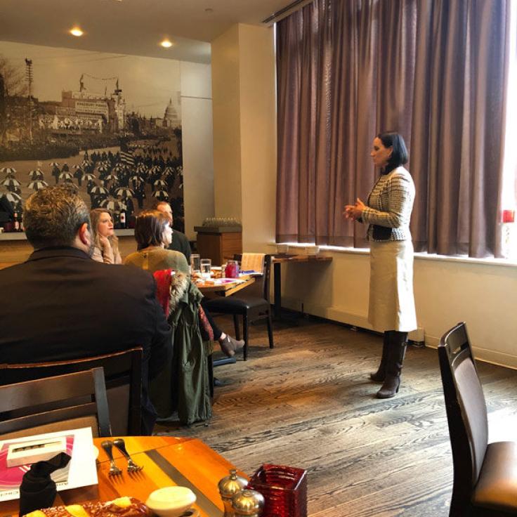 Destination DC's Melissa Riley at Ambassador Circle event